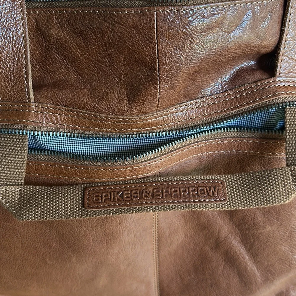 SPIKES & SPARROW COGNAC LEATHER LAPTOP BAG